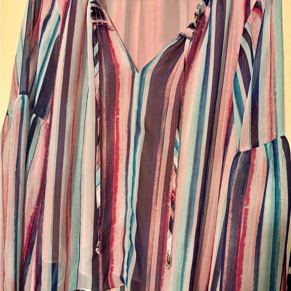 Jennifer Lopez Vibrant Striped Blouse